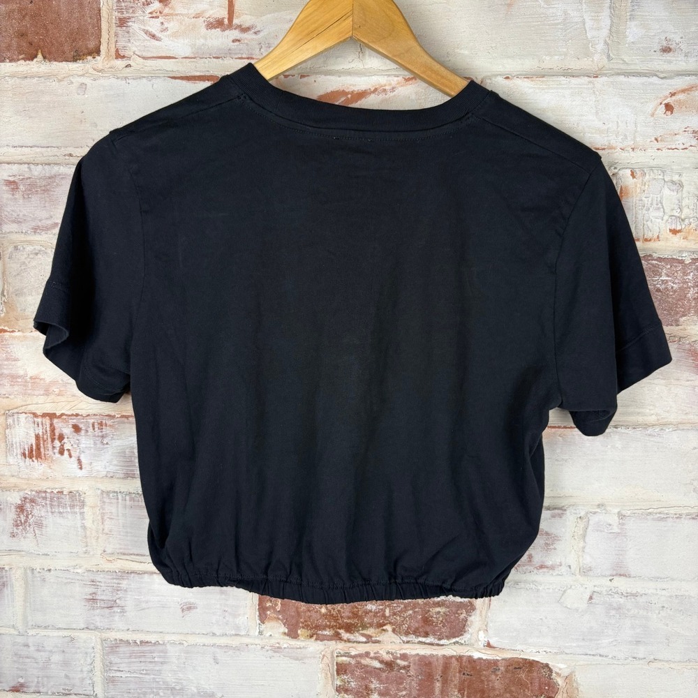 Wilfred Aritzia Black Cropped Crew Neck T-Shirt Elastic Hem Boxy Casual Tee M - Picture 3 of 7